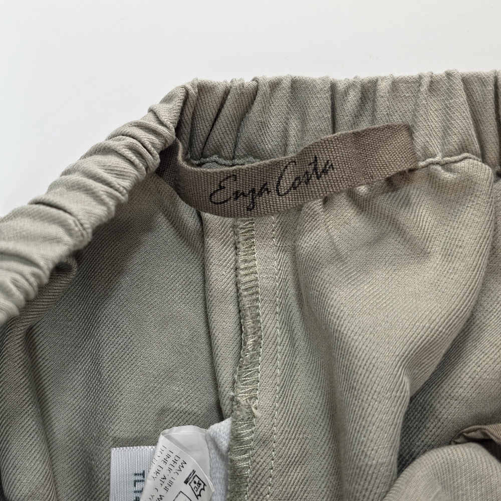 Enza Costa Everywhere Pants Size 1 Taupe Tencel Linen Cotton Elastic Waist - Picture 6 of 7